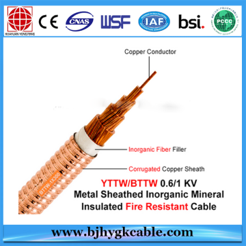 Cable resistente al fuego con cubierta de cobre aislado de mica