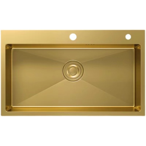 Hochwertige Spüle aus goldfarbenem Edelstahl