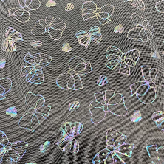 Fancy Bowknots Foil Printed Tulle Fabric for Dress