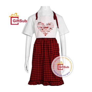 Red Buffalo Plaid Ruffle Christmas Sublimation Apron with Adjustable Buckle - New Design for Adults