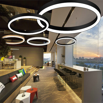 Modern LED Circle Line Pendant Lighting - New Design Ring Round Chandelier for Supermarket, Office, Building, Hotel