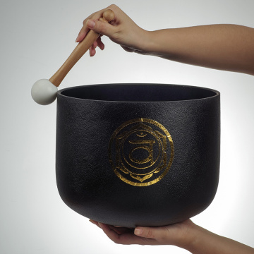 Black Crystal Singing Bowl with Golden Sacral Chakra