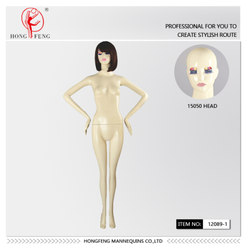 Mannequins de fibra de vidro de mulher com maquiagem e peruca