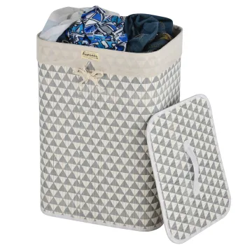 Bamboo Laundry Hamper with Lid - Storage Basket for Dirty Clothes