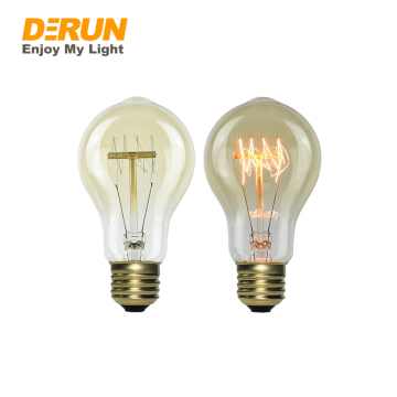 วินเทจ A60 Clear Glass Shell Filament Tungsten Filament Edison Globe