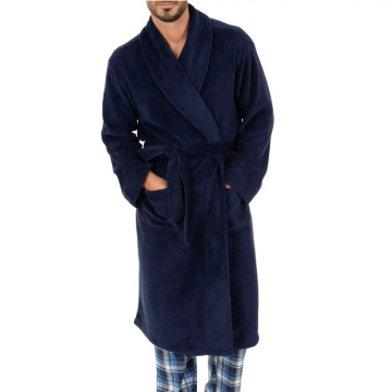 mens shawl collar fleece bathrobe custom luxury bathrobe