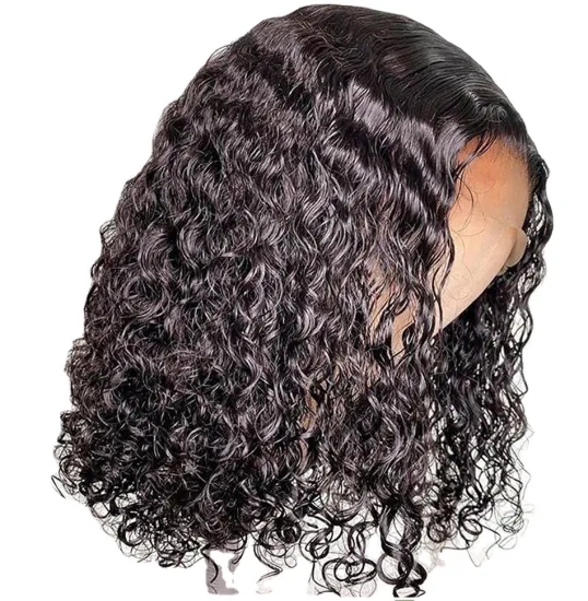 Factory Price Wholesale Cuticle Aligned Unprocessed 13*4&4*4 Brazilian Hair Water Wave Kinky Curly Human Hair Lace Front Wig