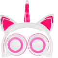 Cuffie pieghevoli regolabili con LED a forma di orecchio di gatto unicorno incandescente