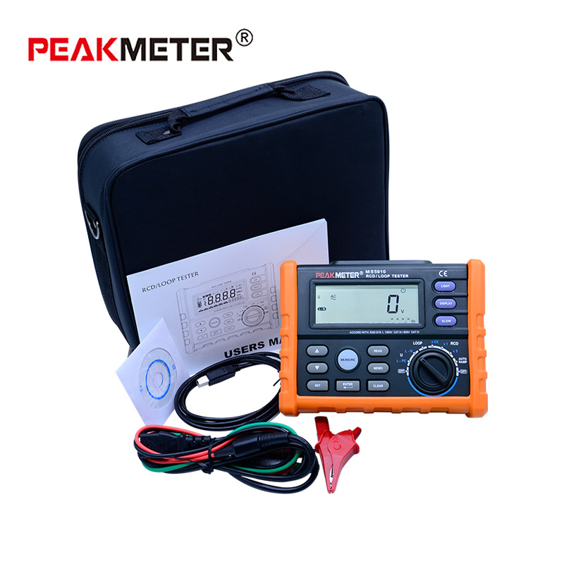 PM5910 Digital resistance meter RCD loop tester circuit switch tester Trip-out Current/Time Test RL Meter with USB Interface