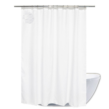 Elegant Pure White Dobby Waffle Weave Hotel Shower Curtain with Metal Hooks