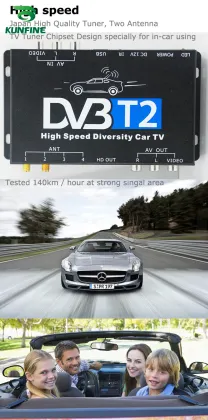HDTV Car DVB-T2 Digital Tv Converter Car Tv Tuner Digital TV Set Top Box Automobile DTV box  With Two Tuner Antenna