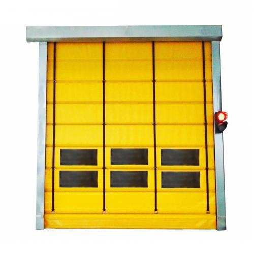 Automatic folding up stacking high speed door