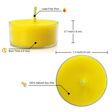 Lemon Scented Yellow Colored Soy Wax Tea Lights