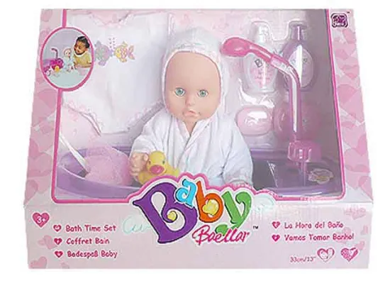 13" DOLL WITH BATH TOYS SET