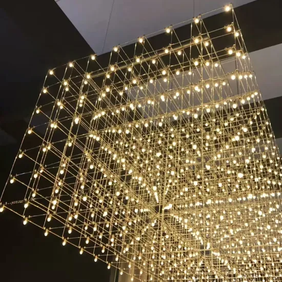 Custom LED Light Cube Dandelion Chandelier for Hotel Lobby