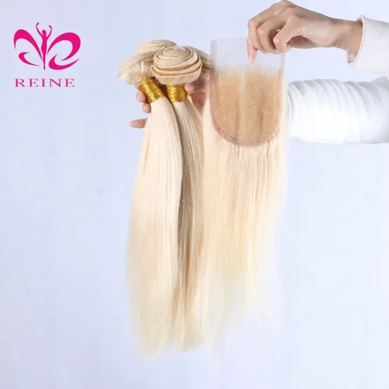 Two tone 1b/blonde straight hair bundles with closure new style soft tangle free brazilian ombre hair extensions