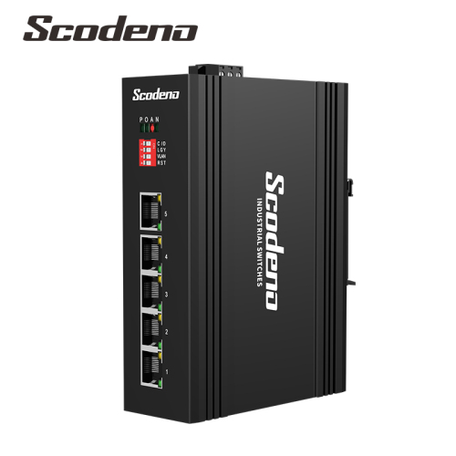 Scodeno Vendita calda IP40 Din-Rail 10/100/1000 Mbps 5 RJ45 Porte Switch Ethernet industriali