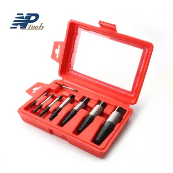 Naipu 8-Piece Screw Extractor Set with Plastic Box Packaging for Removing Broken Screws, Bolts, and Studs