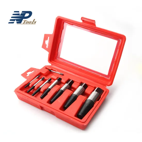 Naipu 8-Piece Screw Extractor Set with Plastic Box Packaging for Removing Broken Screws, Bolts, and Studs