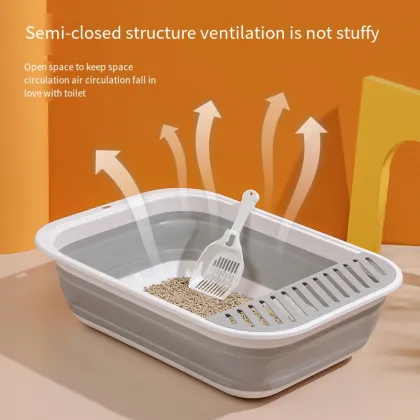 Space-Saving Silicone Foldable Cat Litter Box