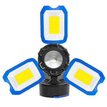 Three-Head Commercial Laser Work Light with LED Magnetic Base and Cold White Emission for Automotive Repair and Maintenance
