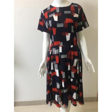 Printed and Jacquard Cotton/Viscose/Spandex S/S Dress