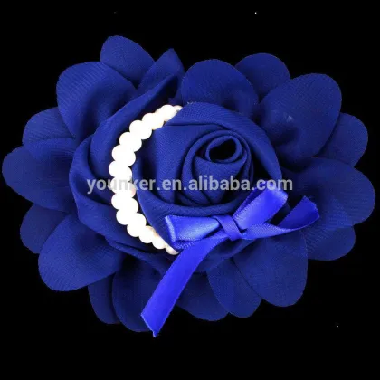 Chiffon Rosette Flowers With Fake Pearl ,Children Boutique Hair Flowers Baby Girls Hair Accessories,YDKM17