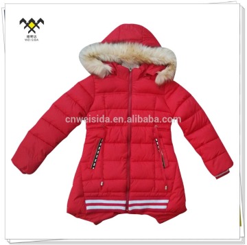 2016 hooded super long girls red zipper jacket