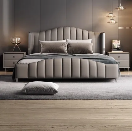 Large Deluxe Modern House Platform Bed Frame Solid Wood Wall Bed