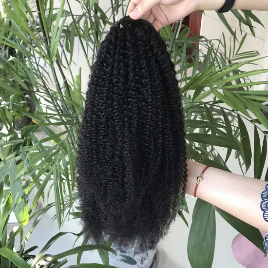 African hot selling kinky curly human hair ponytail drawstring, hair bands for ponytail extensions