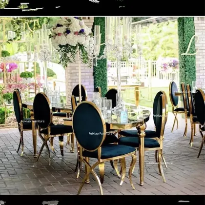 Stainless Steel Cross Legs Rose Back Emerald Green Wedding Chair