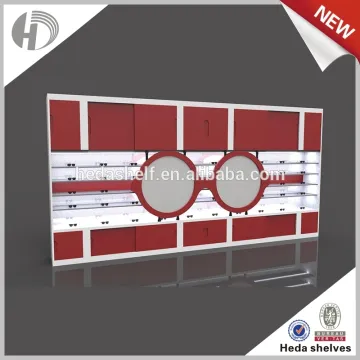 Newest design MDF glasses display showcase display stand shop counter