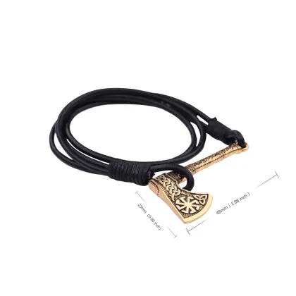Skyrim Viking Axe Thor Hammer Charm Bracelet Slavic Wicca Sigil Talisman Pendant Symbol Jewelry Leather Bracelets Bangle Gift