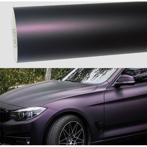 matte metallic black purple car vinyl wrap