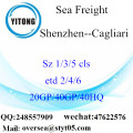 Shenzhenhaven Zeevracht Verzending naar Cagliari