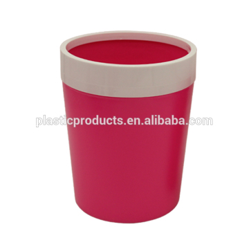Household use Plastic Colored Waste Bin; Rose Red Trash Can