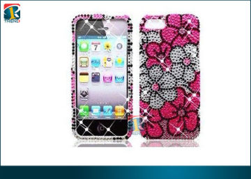 Plastic 3d Glitter Flower Rhinestone Diamond Pearl Hard Case Cover For Iphone 5