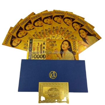 Custom Eco-Friendly Banknote: 50,000 PET Sheet Featuring Eco Hyun Bin and Son Ye Jin with 24K Gold Foil and Unique Design
