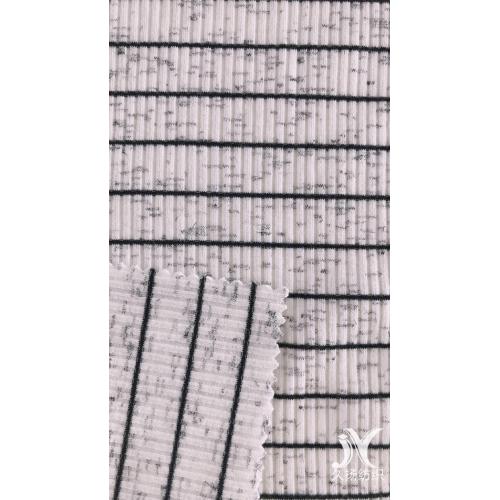 Black White Stripe Rib Knit Fabric