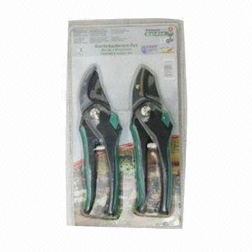 8-inch Pruner Set with High-carbon Steel Blade and Aluminum Handle, PVC-coated Grips
