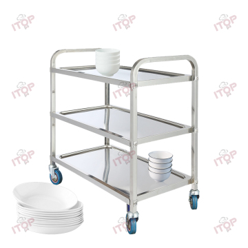 3-Tier Heavy Duty Stainless Steel Dining Cart for Hotels and Restaurants