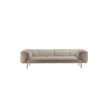 Solid Wood 3-Seater Couch Polyester Foam Sofa