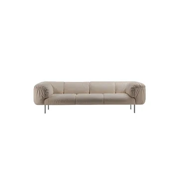 Solid Wood 3-Seater Couch Polyester Foam Sofa