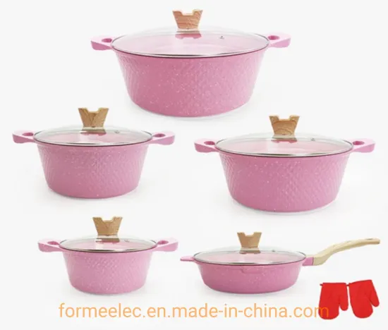 12 Pieces Casserole Set Aluminum Pot Set Ceramic Coating Granite Caserrole Stewpot