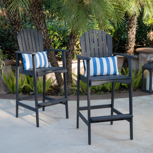 Outdoor Acacia Wood Adirondack Barstools 4