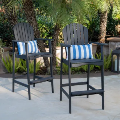 Outdoor Acacia Wood Adirondack Barstools