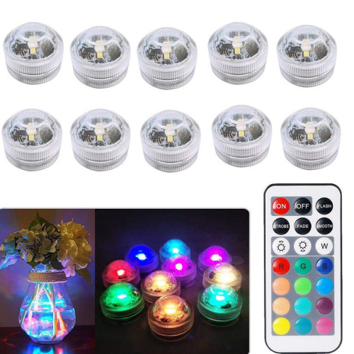 10Pcs RGB Submersible led Light Battery Operated Underwater Night Lamp IP68 Waterproof Swimming Pool Light For Wedding Party