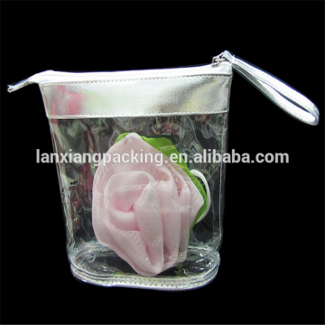 Clear Vinyl PVC Zipper Cosmetic Bags With Handles