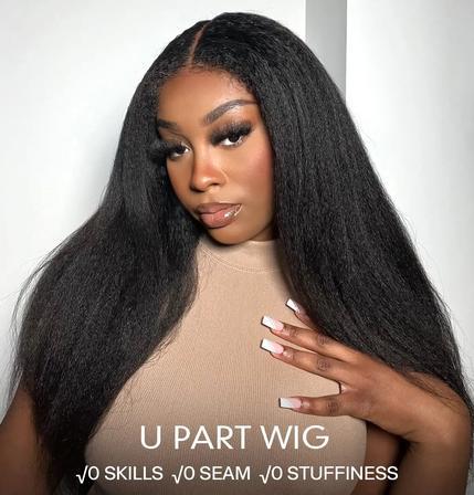 Kinky Straight U Part Human Hair Wig
