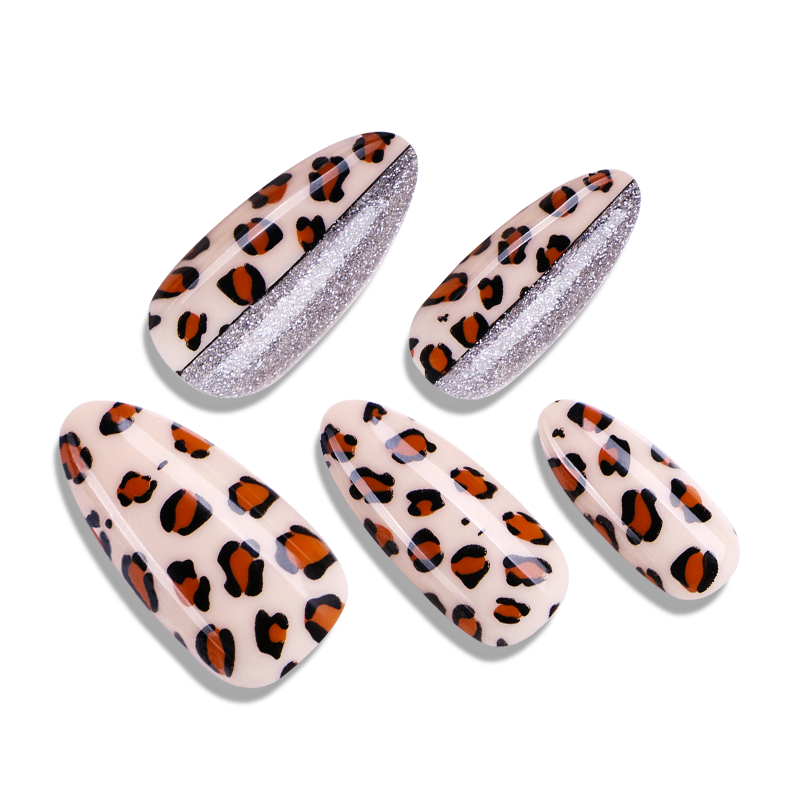 leopard cat eye False Nail